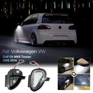 폭스바겐 VW 골프 GTI MK6 6 MKVI 투란 2008-2014용 흰색 LED 사이드 미러 하부 퍼들 라이트 플로어 램프 자동차 액세서리 2개