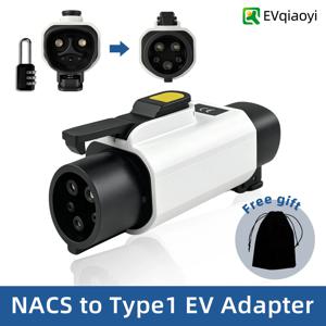 EVqiaoyi NACS-타입1 EV 어댑터 50A 11KW 테슬라 충전기에서 타입1 EV 고속 충전 컨버터로 변환 (미국 표준 차량용)