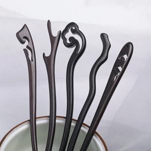흑단 나무 머리핀 여성을위한 수제 보라색 백단 머리 스틱 고급 패턴 빈티지 중국 머리핀 액세서리