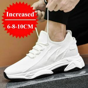 남성 신발 10cm 키높이 운동화 야외 통기성 캐주얼 신발 끈 묶는 남성 러닝화 메쉬 소프트 솔 엘리베이터 신발