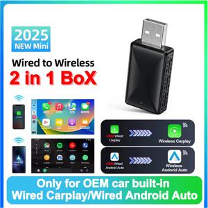 2in1 유선에서 무선으로 전환 가능한 카플레이 안드로이드 오토 어댑터 OEM 차량 스테레오용 USB 플러그 앤 플레이