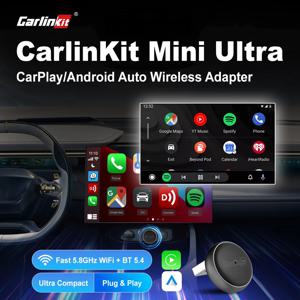 CarlinKit 미니 울트라 안드로이드 CarPlay 자동차 인포테인먼트 업그레이드용 무선 어댑터 BT Wifi 5.8GHz OTA 업그레이드 플러그 앤 플레이
