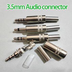 1-10PCS 금속 3.5mm 남성 헤드폰 플러그 모노 스테레오 오디오 솔더 케이블 커넥터 3.5 2극 3극 4극 이어폰 잭 어댑터
