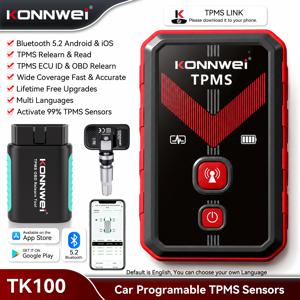 KONNWEI TK100 모든 차량용 TPMS 프로그래밍 도구, 트라이 압력 센서 활성화 장치 315/433MHz TPMS 리셋 도구, 평생 무료 업그레이드