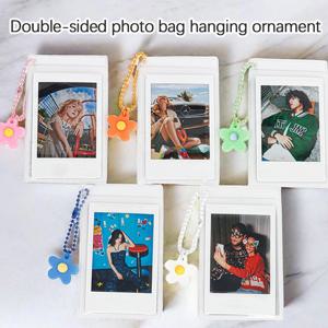 3인치 PVC 투명 사진 가방, 어린이 성장 기념 사진 보관 가방, 폴라로이드 미니 12/11/Evo/40/7+/25/90/99/SE/Link2/3 즉석 사진에 적합, 후지 인스탁스 미니 필름 사진 가방에 적합, 창의적이고 다채로운 작은 꽃 비즈 체인 키체인