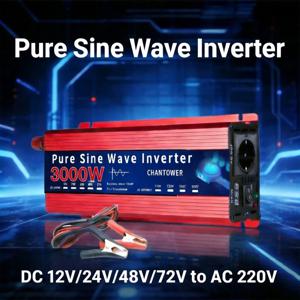 순수 정현파 인버터 DC 12V/24V/48V/72V to AC 220V 1000W 1600W 300W 유럽형 소켓 전력 변환기 차량용 충전기 태양광 인버터