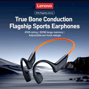 Lenovo S106 진정한 골전도 헤드셋 블루투스 6.0 IPX8 방수 헤드폰 32GB MP3 HIFI 이어폰(수영용 마이크 포함)