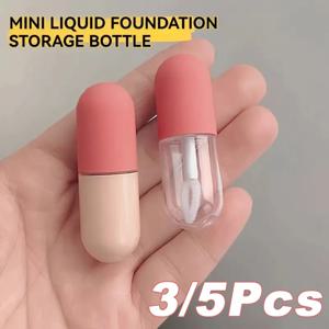 3/5Pcs 4.5ML 립글레이즈 빈 튜브 미니 소형 캡슐 원형 병 젖빛 고무 투명 플라스틱 립스틱 빈 튜브