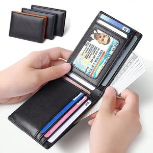남성용 가죽 지갑 RFID PU 가죽 지갑 미니멀리즘 신용카드 홀더 미니 여성용 지갑