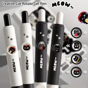 4pcs Kawaii 고양이 펜 발바닥 0.5mm 빠른 건조 검정 잉크-부드러운 쓰기 개폐식 펜 학교 저널링 생일 크리스마스 선물 ﻿