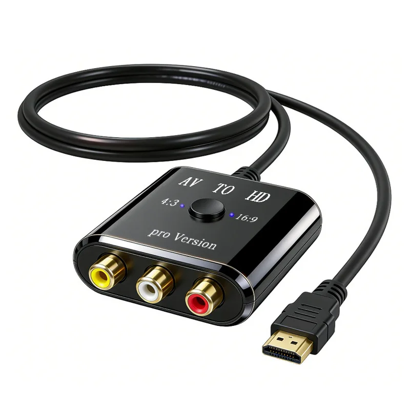 RCA AV-HDMI 호환 변환기 AV/CVSB L/R 비디오 박스 HD 1080P 지원 NTSC PAL 출력