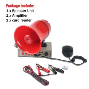 12V 130dB 맞춤형 사운드 자동차 경고 알람 스피커 경찰 사이렌 경적(앰프, 마이크 시스템 및 카드 리더 MP3 플레이어 포함)