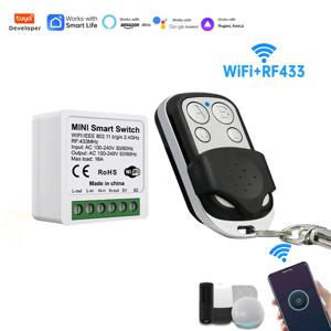 16A WiFi 스마트 미니 스위치, 배선 불필요, RF433 리모컨, 타이머 예약, 양방향 제어, 알렉사, 구글, 투야 앱 지원, 스마트 홈 자동화