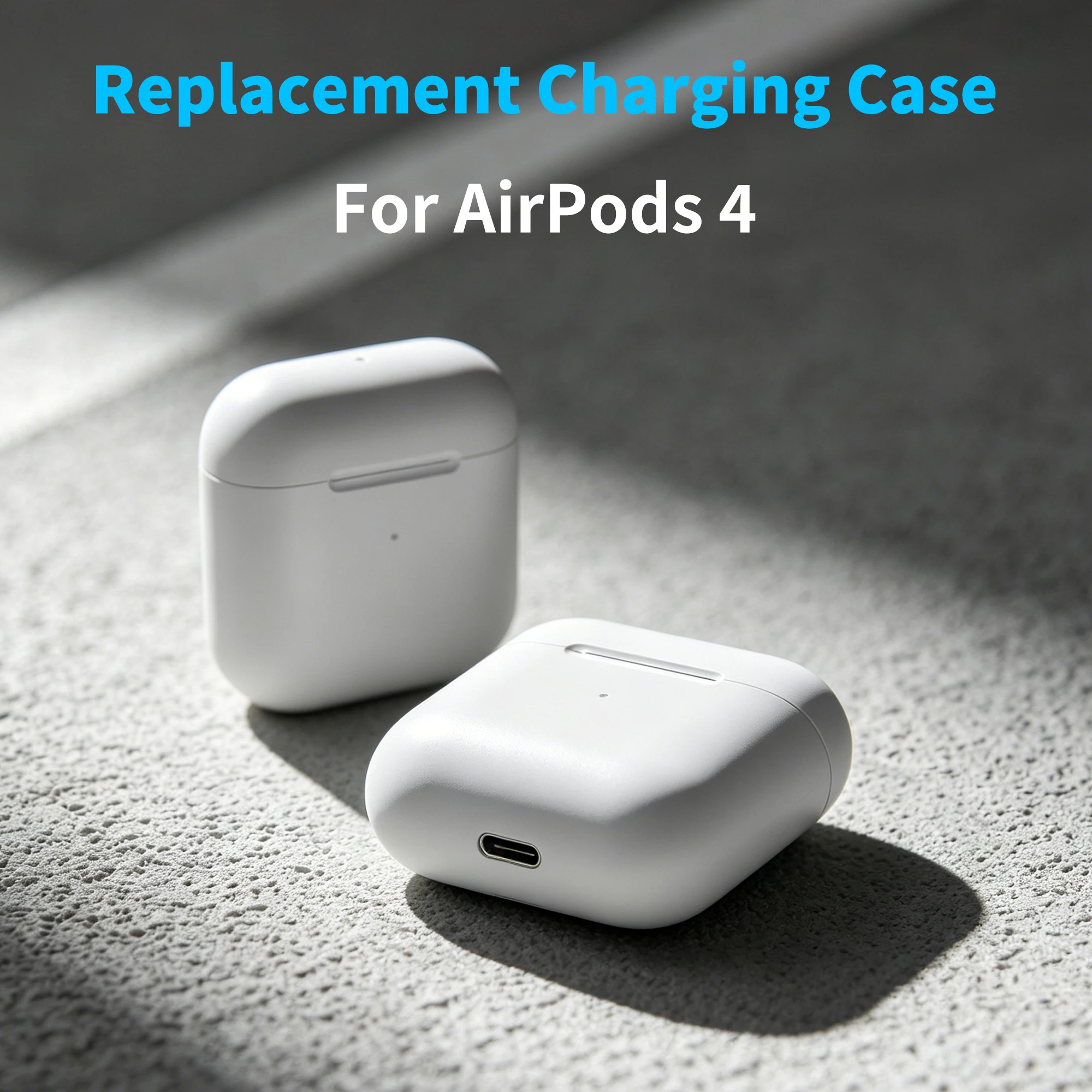 AirPods 4용 교체용 무선 충전 케이스 Type-C 포트 450mAh 충전 박스 BT 페어링 헤드폰 교체 액세서리