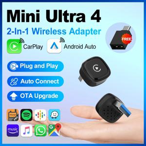 2026 미니 울트라 4 오리지널 5.0 무선 안드로이드 오토 CarPlay 2-in-1 스마트 카 박스 무선 자동 연결 OTA 업그레이드 간편 설정