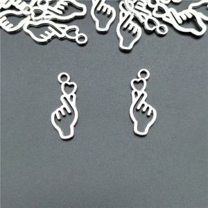 10-100pcs 핑거 하트 Diy 쥬얼리 참 비즈 보라해 I 퍼플 유 목걸이 장식 펜던트 제스처 교수형 장식품