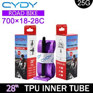 CYDY 자전거 카메라 TPU 이너 튜브 700x18/23/25/28C 타이어 프랑스 밸브 길이 45/65/85mm 로드 바이크 타이어 사이클링 Pneu 25G