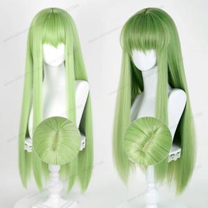 CC Enkidu 코스프레 가발 80cm 긴 녹색 여성 헤어 애니메이션 코스프레 가발 할로윈 내열성 합성 가발