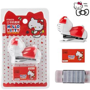 산리오 헬로 키티 스테이플러 세트 카와이 Kt 고양이 학생용 재료 시험지 미니 바인딩 머신 학교 문구 소녀 선물
