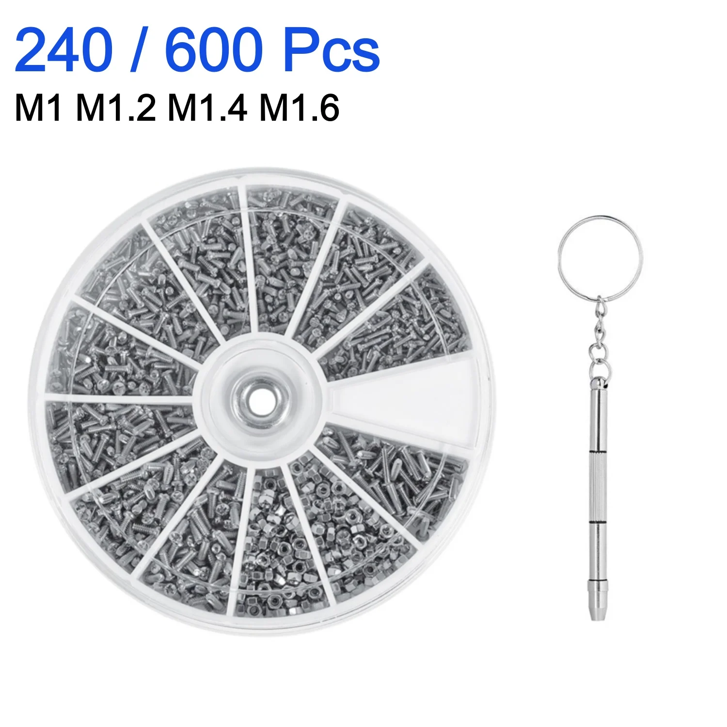240/600Pcs 소형 나사 너트 드라이버 세트, 안경 선글라스 수리 도구 시계용 나사 너트 유리제품 전화기 토르니요스
