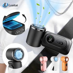 휴대용 아이스 컴프레스 팬 고속 냉각 아이스팩 팬 3000mAh 5단 속도 180 ° 조절 가능한 LED 디스플레이 USB 충전식 미니 선풍기