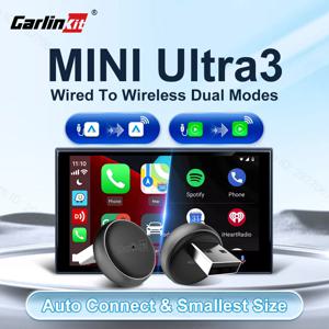 CarlinKit Mini Ultra 3 무선 CarPlay 및 Android Auto 어댑터 유선-무선 USB 동글 플러그 앤 플레이 빠른 자동 연결