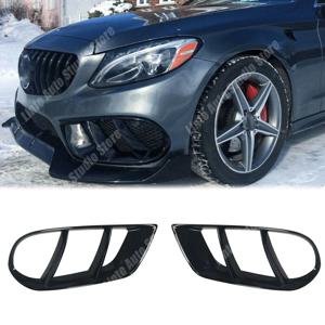 메르세데스 벤츠 C 클래스 W205 C180 C200 C220 C43 AMG 2015-2018 글로스 블랙 자동차 앞 범퍼 그릴 안개등 에어벤트 커버 바디 키트