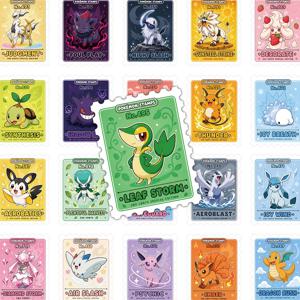 60PCS 새로운 포켓몬 스탬프 애니메이션 스티커 미학 스크랩북 컵 노트북 가방 소녀 데칼 노트북 낙서 장난감