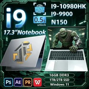 2026년 신형 스위프트 17.3인치 노트북, 인텔 I9‑10980HK/I9‑9900/N150 16GB 32GB 2TB SSD 윈도우11 울트라 슬림 게이밍 오피스 컴퓨터