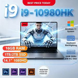 2026년 트렌드, 14.1인치 울트라 성능 노트북, i9-10980HK, 16GB RAM, 32GB SSD, 2TB, Windows 11, 비즈니스 및 게이밍용.