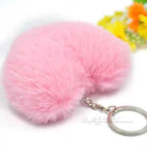 여성을위한 푹신한 pompom 키 체인 선물 부드러운 하트 모양 pompon 가짜 토끼 열쇠 고리 공 자동차 가방 액세서리 열쇠 고리