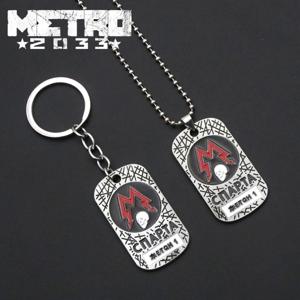 Game Metro Exodus 2033 키 체인 클래식 스파르타 레인저스 개 태그 해골 금속 펜던트 열쇠 고리, 남성 자동차 여성 가방 액세서리