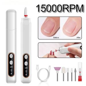 6 in 1 전기 네일 드릴 15000RPM LED 라이트 폴리셔 드릴 비트 포함 전문 네일 그라인딩 연마 각질 제거기