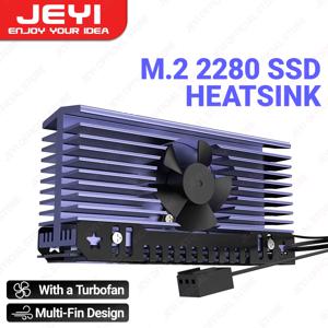 JEYI M.2 SSD 방열판, 무소음 터보팬, 2280 NVME 라디에이터 알루미늄 합금 PC 효율적인 쿨러, 실리콘 열 패드 포함