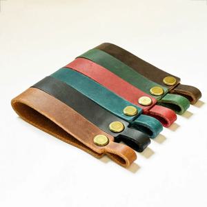 개인화 된 미니멀리스트 디자인 가죽 키 체인 자동차 키 펜던트 손목 스트랩 자동차 키 체인 미친 암소 가죽 매는 밧줄 액세서리