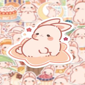 50pcs 스크랩북 스티커 Kawaii 만화 토끼 장식 태그 소녀 DIY 아트 스크랩북 일기 달력 앨범 PVC 방수 스티커
