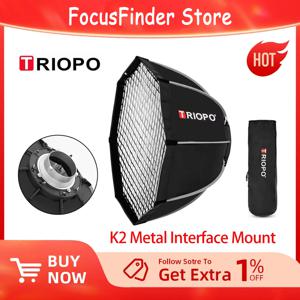 Triopo K2 55cm 65cm 90cm 120cm 신속하게 Bowens Mount Octagon 소프트박스 + 플래시용 허니컴 그리드 야외 소프트 박스 출시