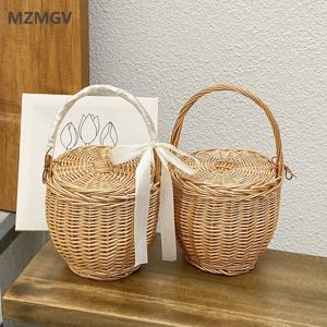 당신을 만나십시오 트렌드 손으로 짠 등나무 가방 여성을위한 보헤미안 여름 고리 버들 바구니 핸드백 2025 여행 휴가 해변 가방 커버