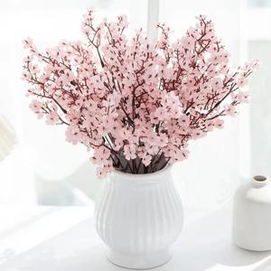 인공 꽃 실크 안개꽃 복숭아색 홈 아치 테이블 야외 정원 웨딩 신부 부케 축제 DIY 선물 장식 소품