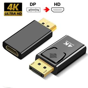 4K DisplayPort-HDMI 어댑터 DP-HDMI 변환기 금도금 커넥터 PC 노트북 PS5 모니터 용 오디오 비디오 동기화