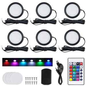 24키 리모컨 RGB 언더 캐비닛 조명 5V USB 스위치 1 2 4 6등 키트 슬림 램프 (주방 진열장, 홈 바, 책상, 장식용)