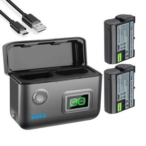 니콘 Z8 ZR Z7II ZF Z6III Z7 Z6II Z6 D850 D810A D7500 D750 D7200용 EN-EL15c 충전식 배터리 및 15W 고속 2슬롯 충전기