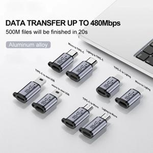 타입 C 어댑터 USB C에서 마이크로 및 미니 USB 여성 커넥터로 변환기 아이폰 15 14 샤오미 삼성용 라이트닝 남성 충전기 어댑터