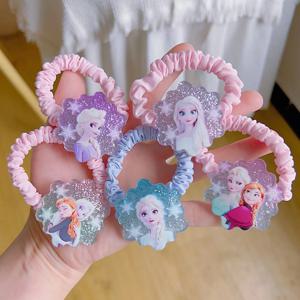 5PCS 도매 디즈니 애니메이션 겨울왕국 엘사 헤어밴드 귀여운 엘사 헤어핀 만화 고무줄 헤어 액세서리 소녀 장난감 생일 선물