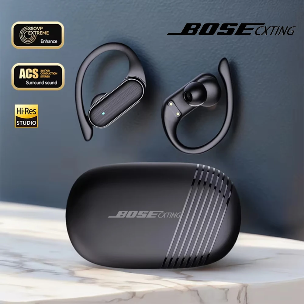 BOSECXTING A520 무선 비즈니스 헤드폰, 이어훅형, 고음질, 강력한 베이스, 노이즈 캔슬링 기능, 마이크 내장, 스포츠 및 게임용 헤드셋, 신제품