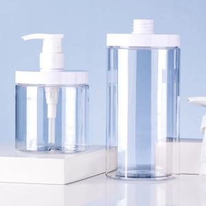 500/1000ml 펌프 병 디스펜서 와이드 입구 투명 샤워 비누 디스펜서 리필 가능 PET 보관 병