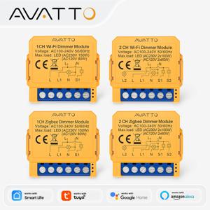 AVATTO WiFi/ZigBee 1/2 갱 디머 라이트 스위치 모듈, Tuya Alexa Google 홈용 스마트 디머 스위치 모듈 APP 원격 제어