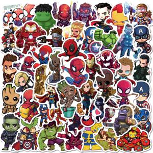 10/50/100/200pcs 마블 어벤저스 슈퍼 히어로 스티커 애니메이션 데칼 노트북 오토바이 전화 자동차 장식 방수 스티커