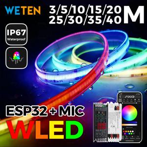방수 RGBIC COB LED 스트립 라이트 테이프 키트 WLED 컨트롤러 알렉사 홈 어시스턴트 지원