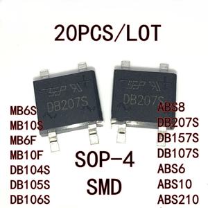 20 개/몫 MB6S MB10S MB6F MB10F DB104S DB105S DB106S ABS8 DB207S DB157S DB107S ABS6 ABS10 ABS210 SOP-4 정류기 브리지